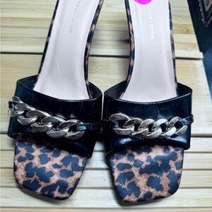 Kate Spade Black and Brown Leopard Print Mules size 11